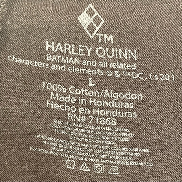 Harley Quinn DC Comics Character Graphic Print Black 100% Cotton T-Shirt Size L - Picture 6 of 7